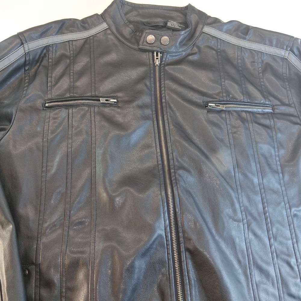 Men's Point Zero Jacket XL Black-Racing Moto-Polyvinyl Leather 90's Y2K